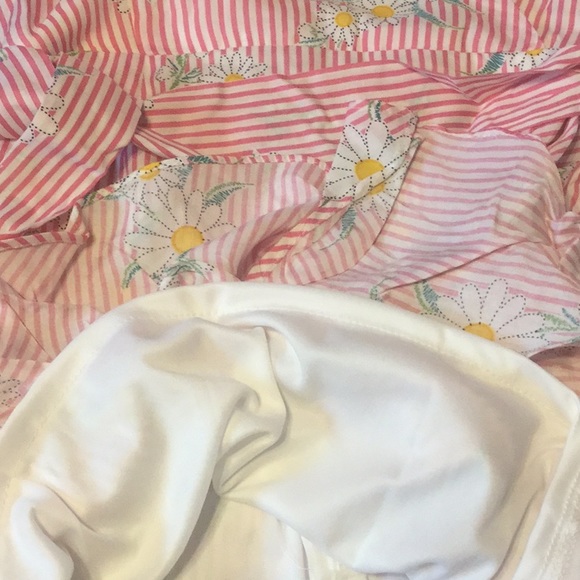 ❌DONATED❌Pink Floral Stripe Ruffle Tie Waist Lined Dress - Picture 7 of 9